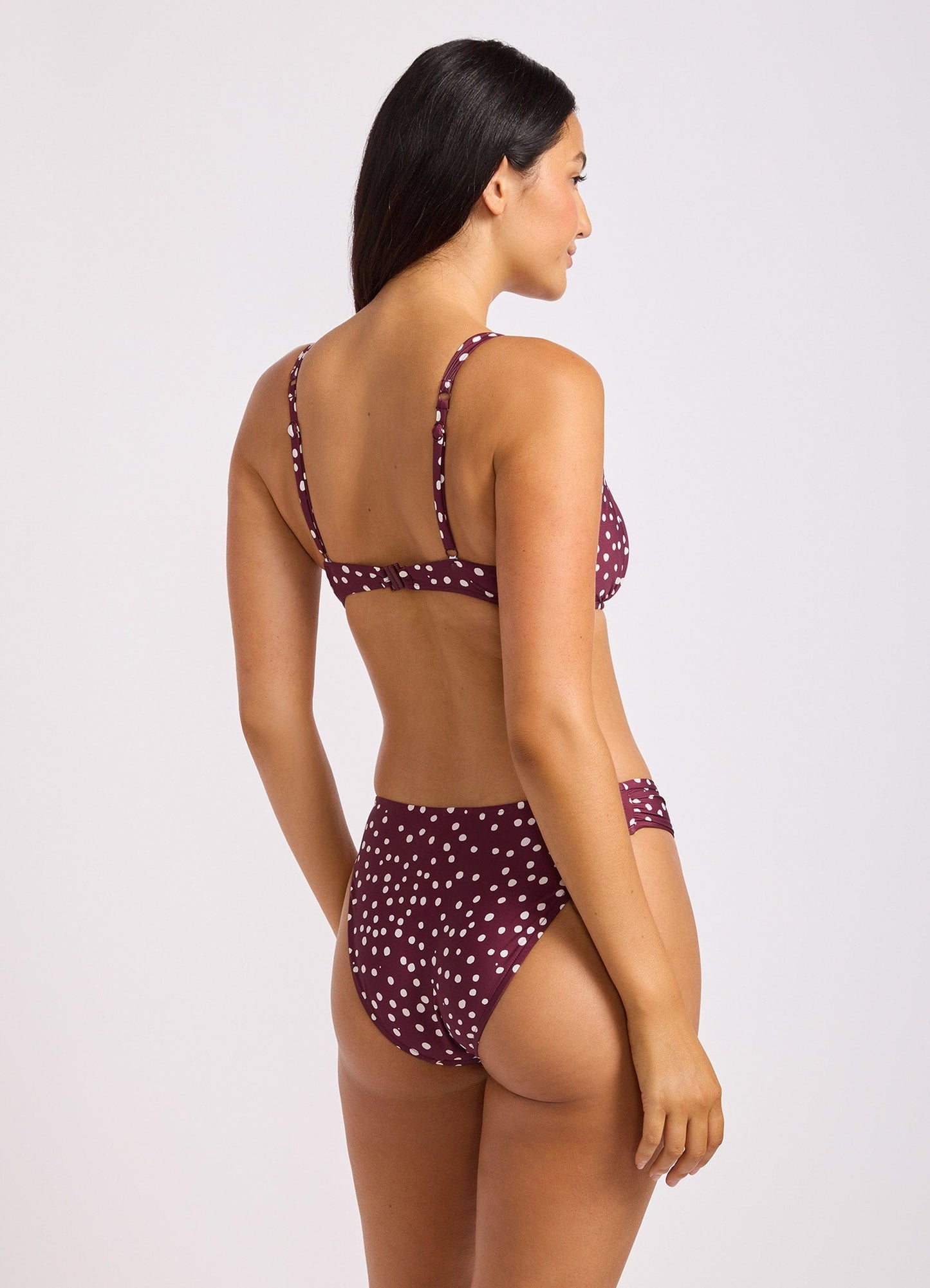 Dolce Dot High Leg Ruched Side Bikini Bottom