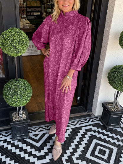 Women's Fall Puff Sleeve Floral Dress