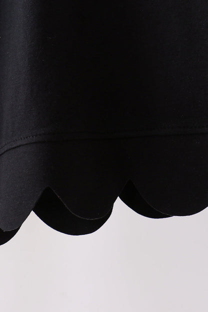 Black scalloped women shorts set