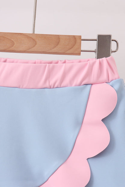Blue Performance Scalloped Skorts Set