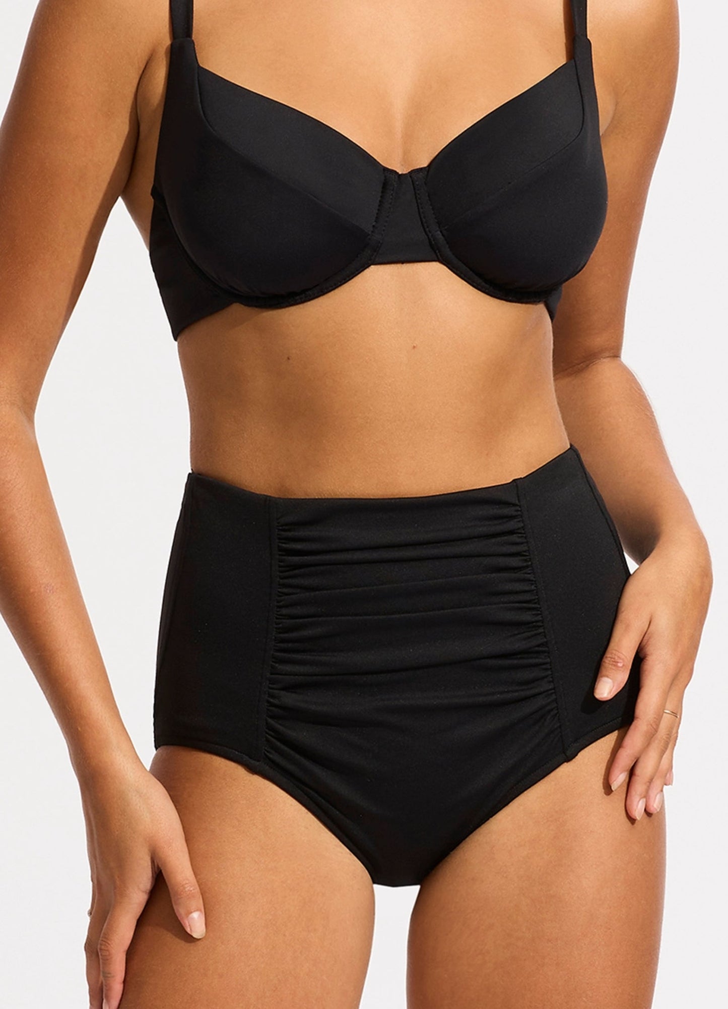 Seafolly Collective High Waisted Bikini Bottom - Black