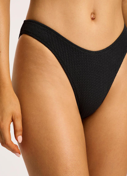 Sea Dive High Cut Bikini Bottom - Black