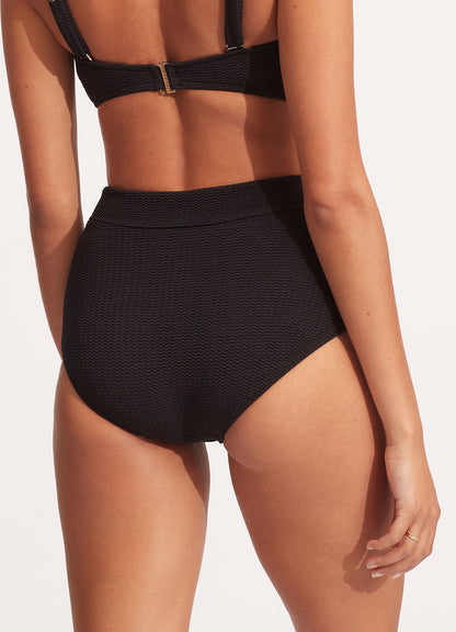 Sea Dive High Waisted Bikini Bottom - Black