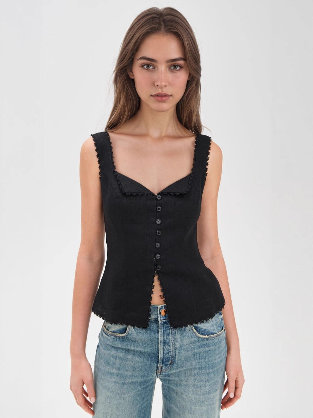 Solid color sleeveless vest top