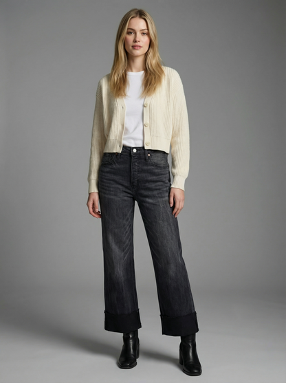 Elodie Tummy Control Inseam Transform High Rise A-line Wide Jeans