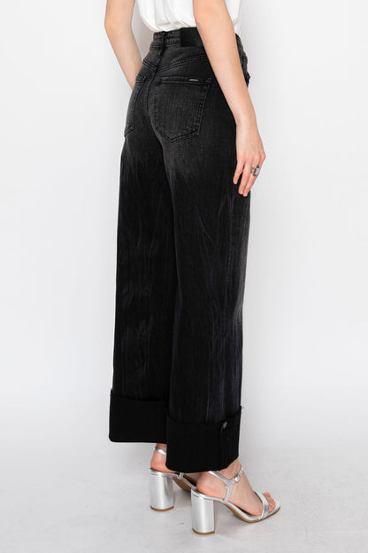 Elodie Tummy Control Inseam Transform High Rise A-line Wide Jeans