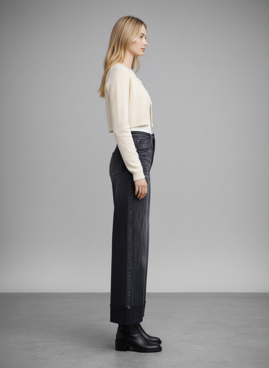Elodie Tummy Control Inseam Transform High Rise A-line Wide Jeans
