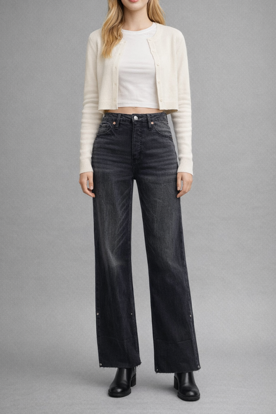 Elodie Tummy Control Inseam Transform High Rise A-line Wide Jeans