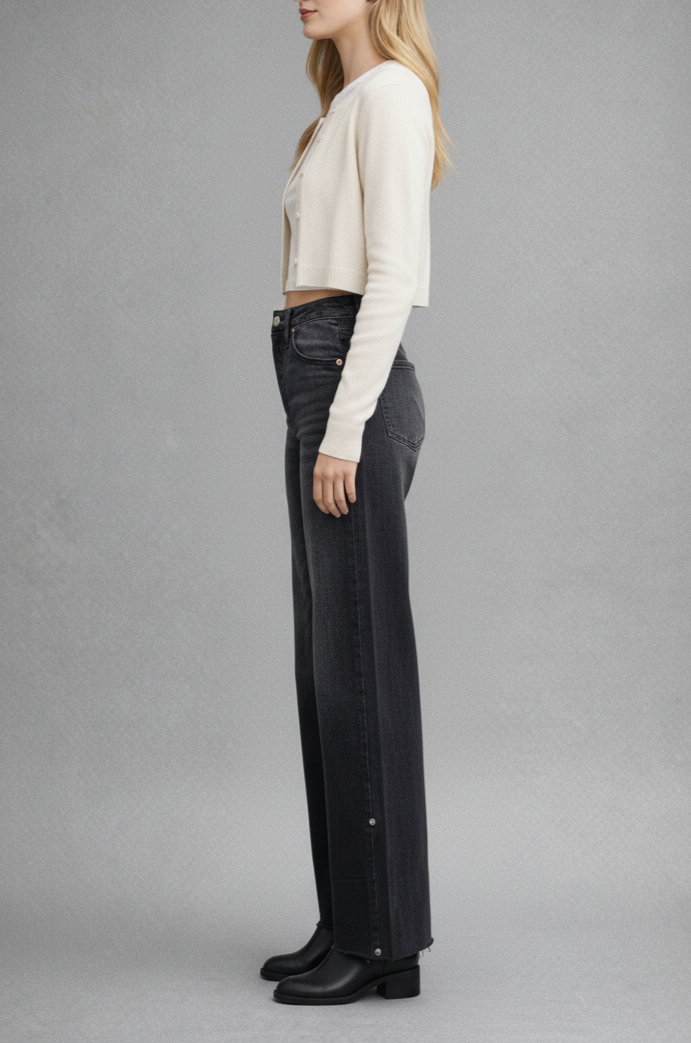 Elodie Tummy Control Inseam Transform High Rise A-line Wide Jeans