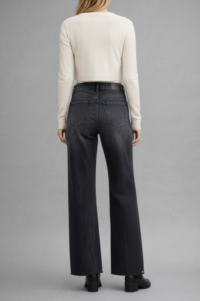 Elodie Tummy Control Inseam Transform High Rise A-line Wide Jeans