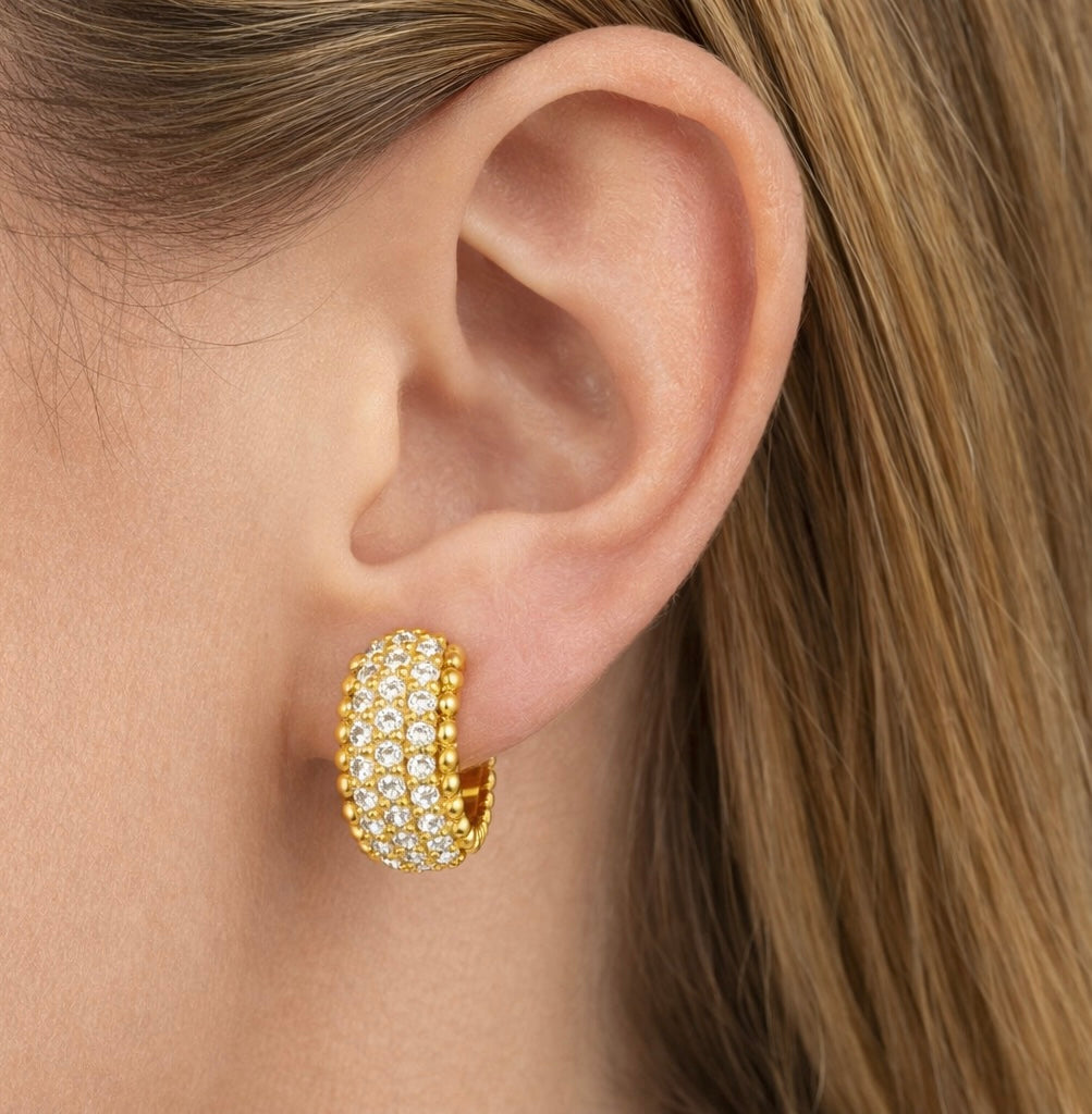 Chunky Gold-Tone Crystal Hoops