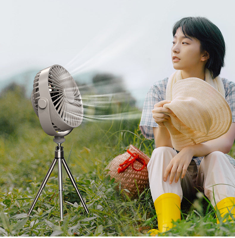New Multi-Function Tripod Outdoor Camping Lighting Fan Intelligent Remote Control Timing Can Hang Small Fans
