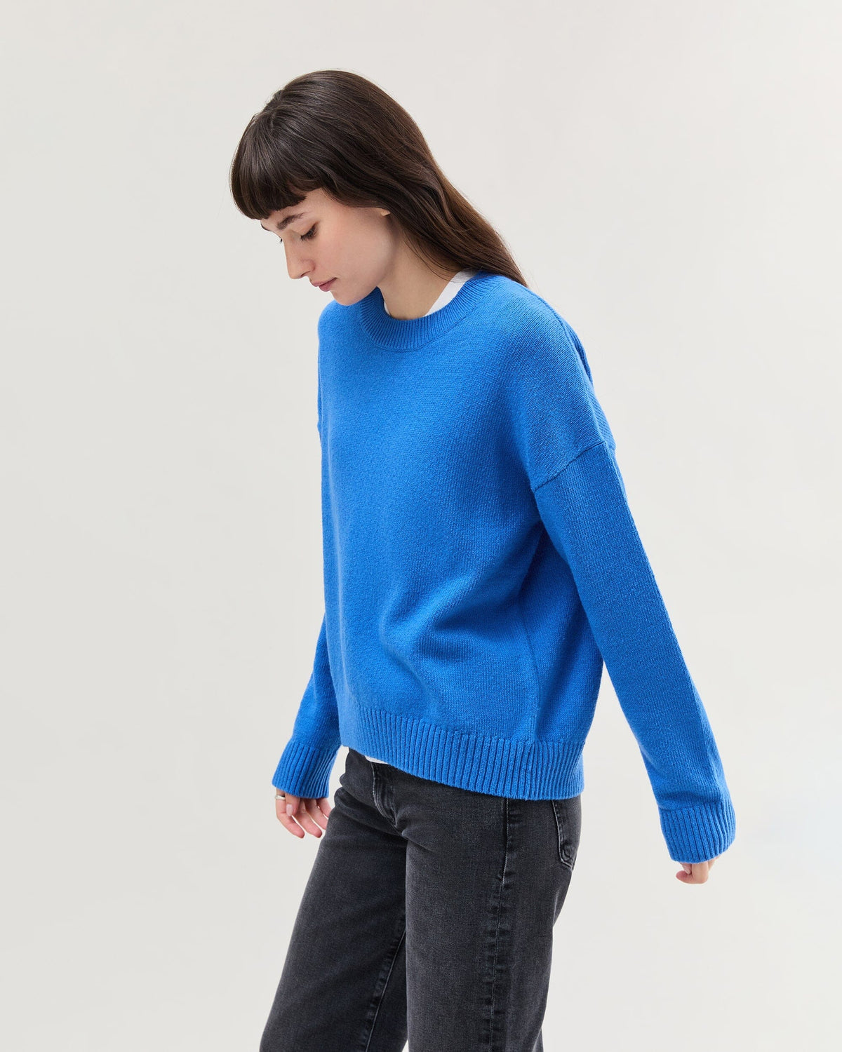 Womens Felicity Lightweight Sweater - Cotton Sweater Knit - Pop Blue