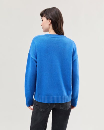 Womens Felicity Lightweight Sweater - Cotton Sweater Knit - Pop Blue