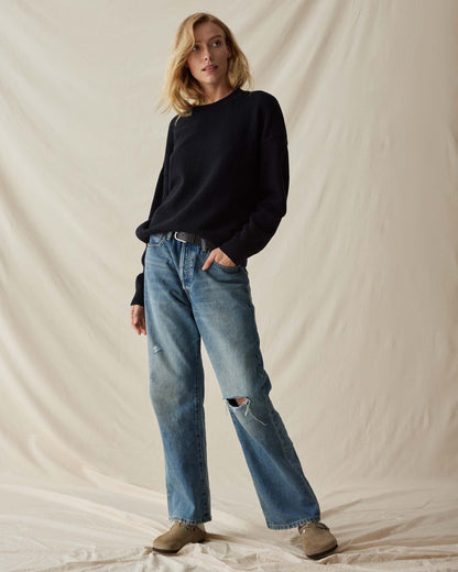 Womens Felicity Lightweight Sweater - Cotton Sweater Knit - Stretch Limo