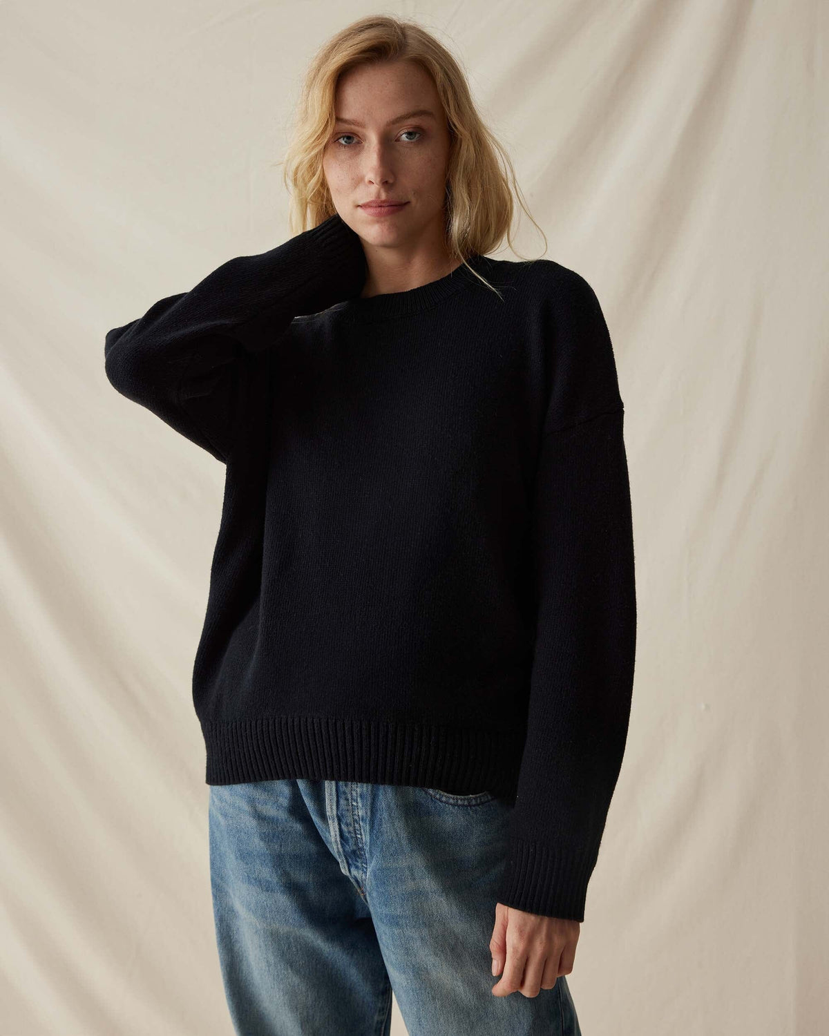 Womens Felicity Lightweight Sweater - Cotton Sweater Knit - Stretch Limo