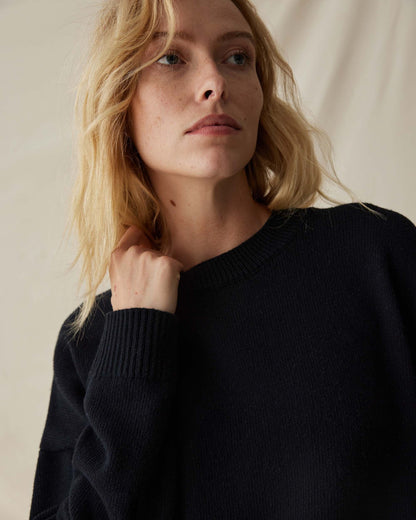 Womens Felicity Lightweight Sweater - Cotton Sweater Knit - Stretch Limo