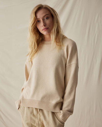 Womens Felicity Lightweight Sweater - Cotton Sweater Knit - Whitecap