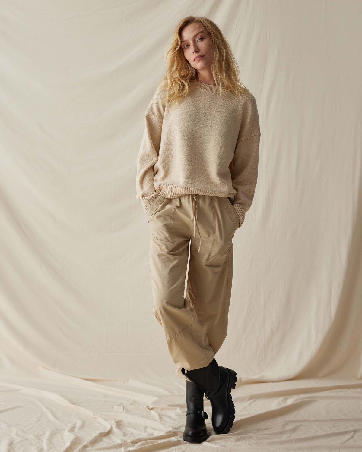 Womens Felicity Lightweight Sweater - Cotton Sweater Knit - Whitecap