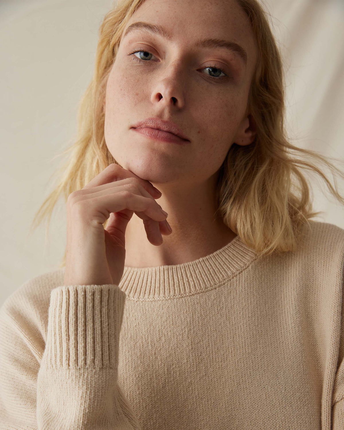 Womens Felicity Lightweight Sweater - Cotton Sweater Knit - Whitecap