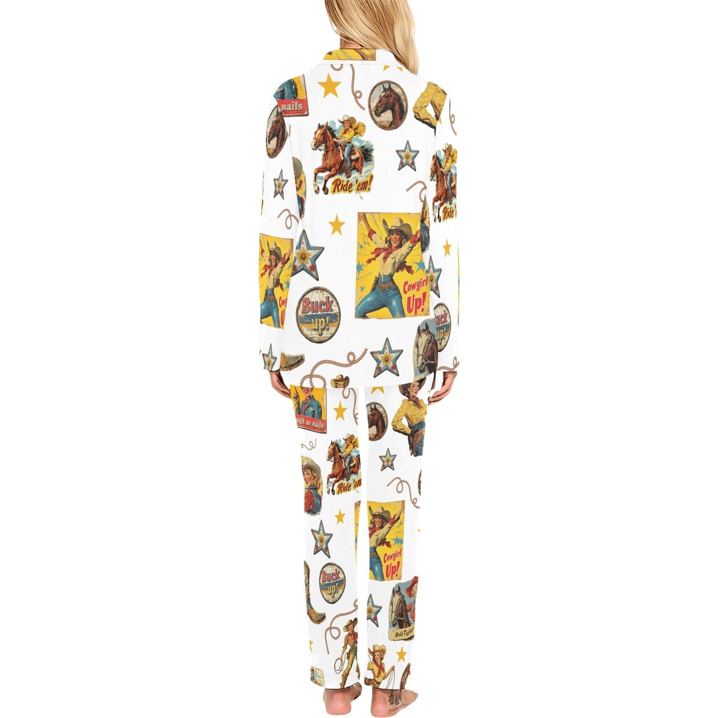 Baha Ranch Vintage Cowgirl Collage Western Pajama Set