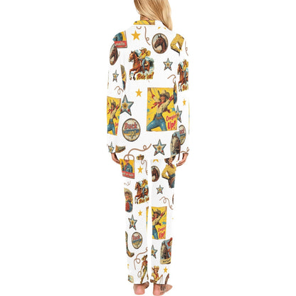 Baha Ranch Vintage Cowgirl Collage Western Pajama Set