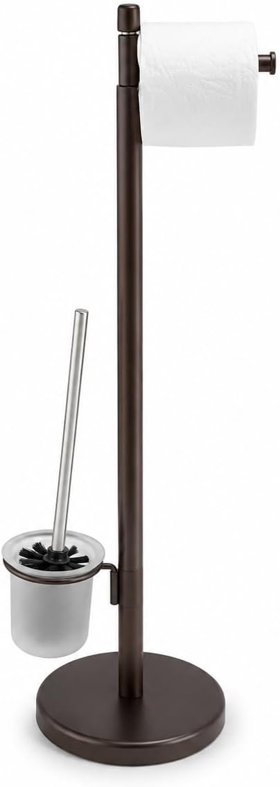 Freestanding Toilet Brush with Toilet Paper Holder – Bathroom Cleaning & Storage Stand