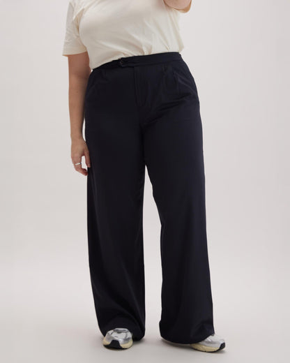 Womens Sophia Fluid Wide Leg Trouser - Polyester Modal Twill - Black