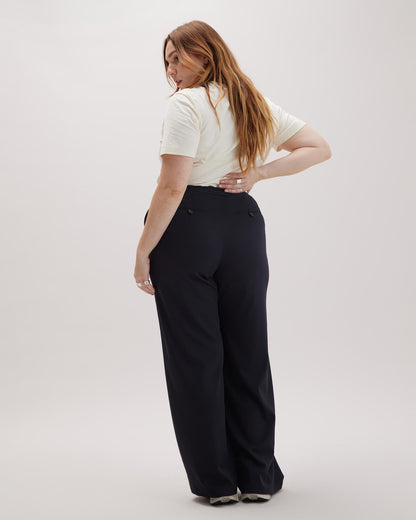 Womens Sophia Fluid Wide Leg Trouser - Polyester Modal Twill - Black