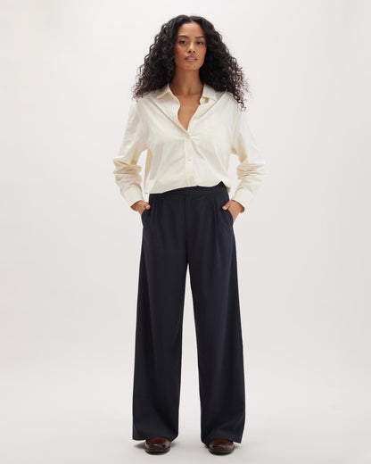 Womens Sophia Fluid Wide Leg Trouser - Polyester Modal Twill - Black
