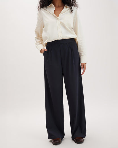 Womens Sophia Fluid Wide Leg Trouser - Polyester Modal Twill - Black