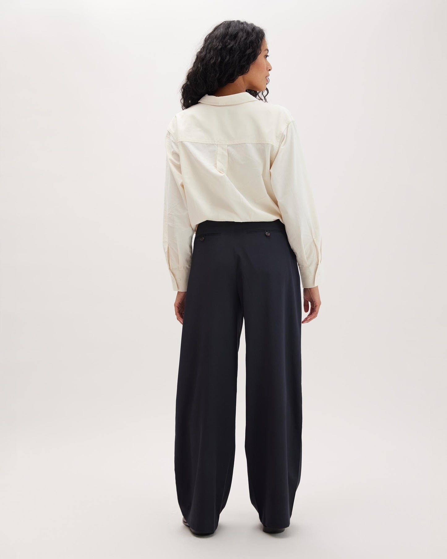 Womens Sophia Fluid Wide Leg Trouser - Polyester Modal Twill - Black