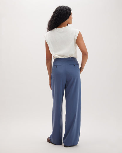 Womens Sophia Fluid Wide Leg Trouser - Polyester Modal Twill - Vintage Indigo