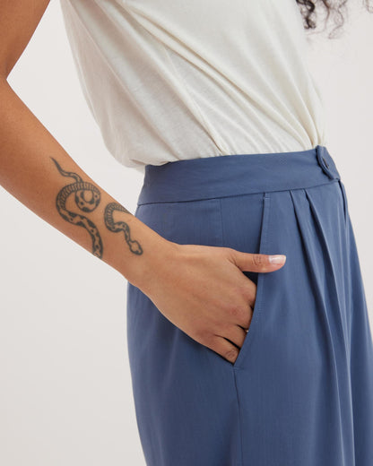 Womens Sophia Fluid Wide Leg Trouser - Polyester Modal Twill - Vintage Indigo