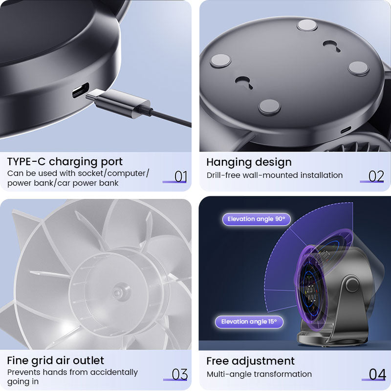 100-Speed Rechargeable Desk Fan