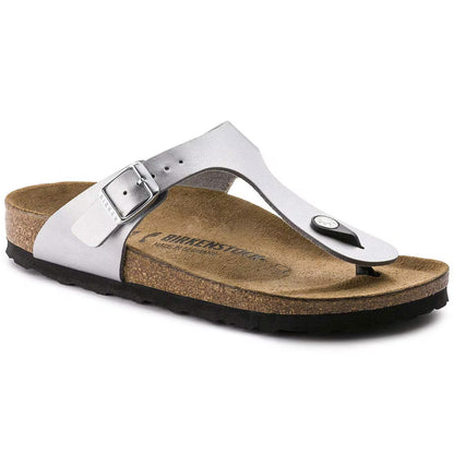 Birkenstock Unisex Gizeh Big Buckle Natural Leather Metallic Silver