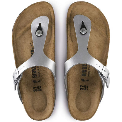 Birkenstock Unisex Gizeh Big Buckle Natural Leather Metallic Silver