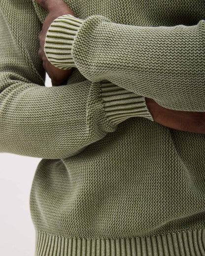 Mens Dune Open Knit Sweater - Cotton Sweater Knit - Cypress