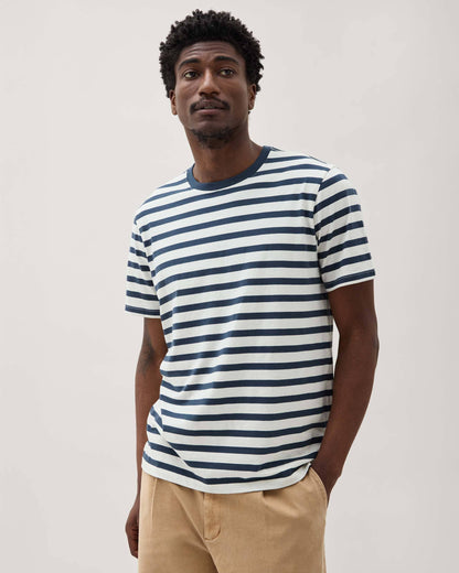 Mens Short Sleeve Stripe Pima Tee - Pima Cotton Jersey - Nautical Stripe