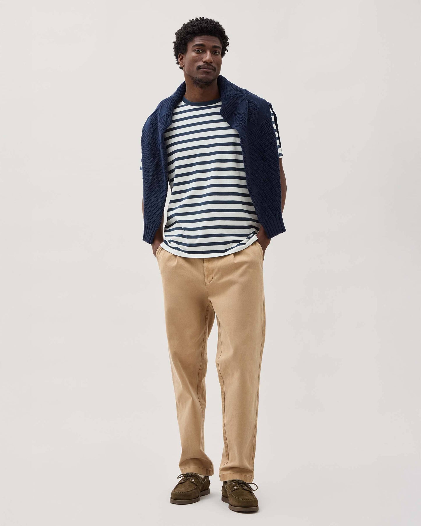 Mens Short Sleeve Stripe Pima Tee - Pima Cotton Jersey - Nautical Stripe