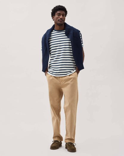 Mens Short Sleeve Stripe Pima Tee - Pima Cotton Jersey - Nautical Stripe