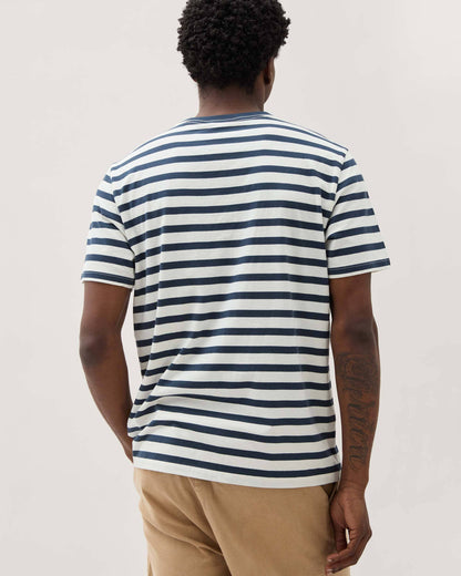 Mens Short Sleeve Stripe Pima Tee - Pima Cotton Jersey - Nautical Stripe