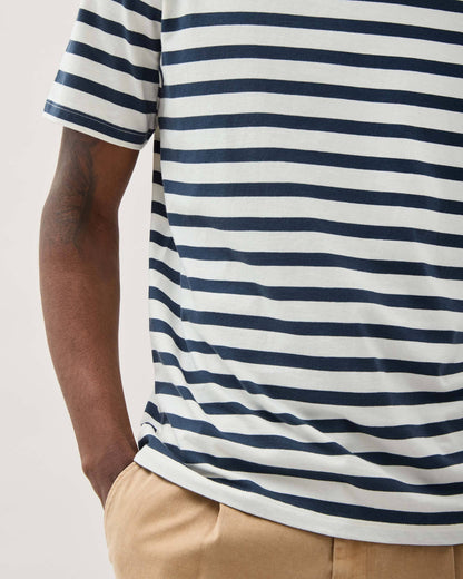 Mens Short Sleeve Stripe Pima Tee - Pima Cotton Jersey - Nautical Stripe