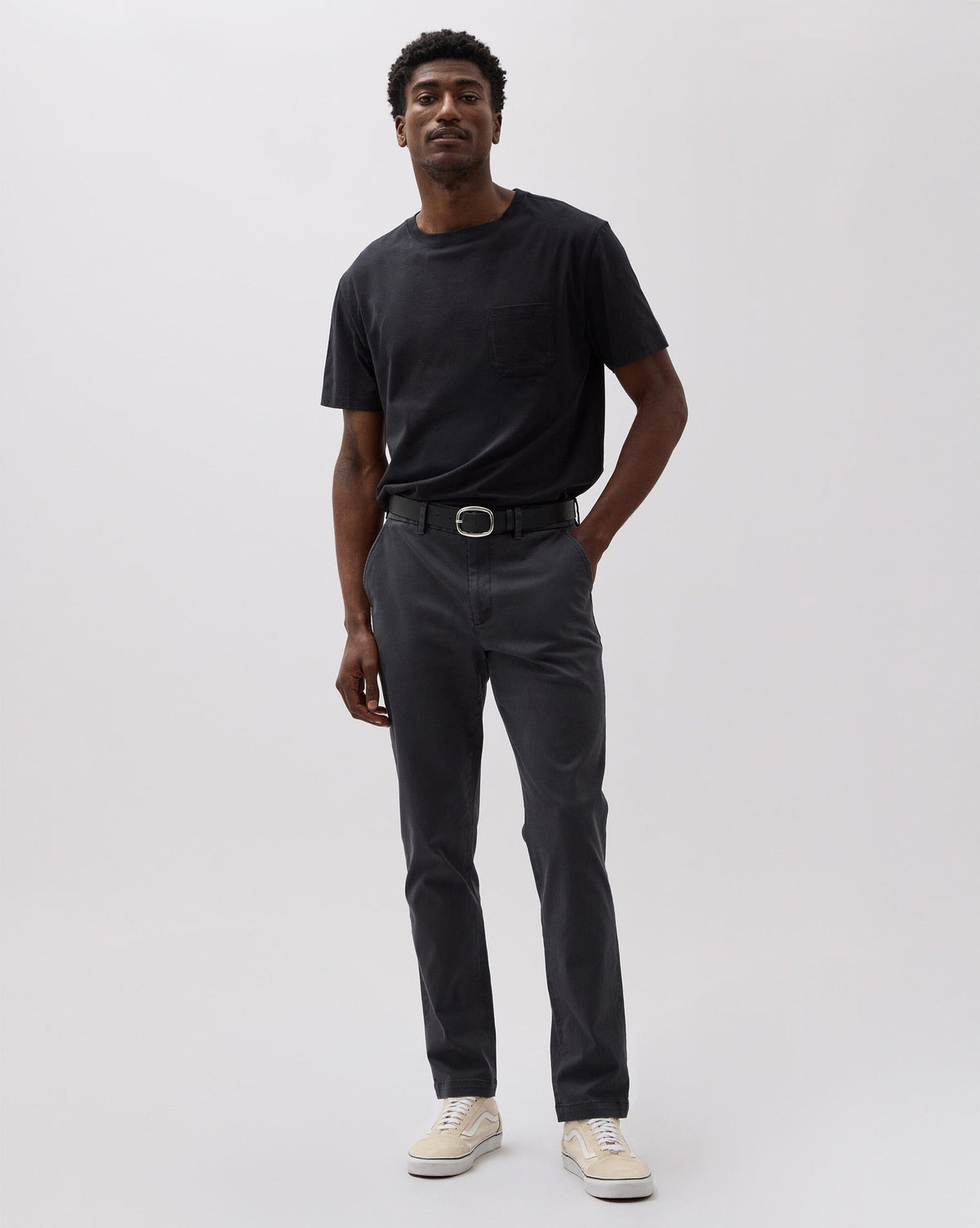 Mens Lightweight Chino - Stretch Cotton Twill - Black