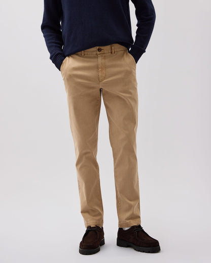 Mens Lightweight Chino - Stretch Cotton Twill - Khaki