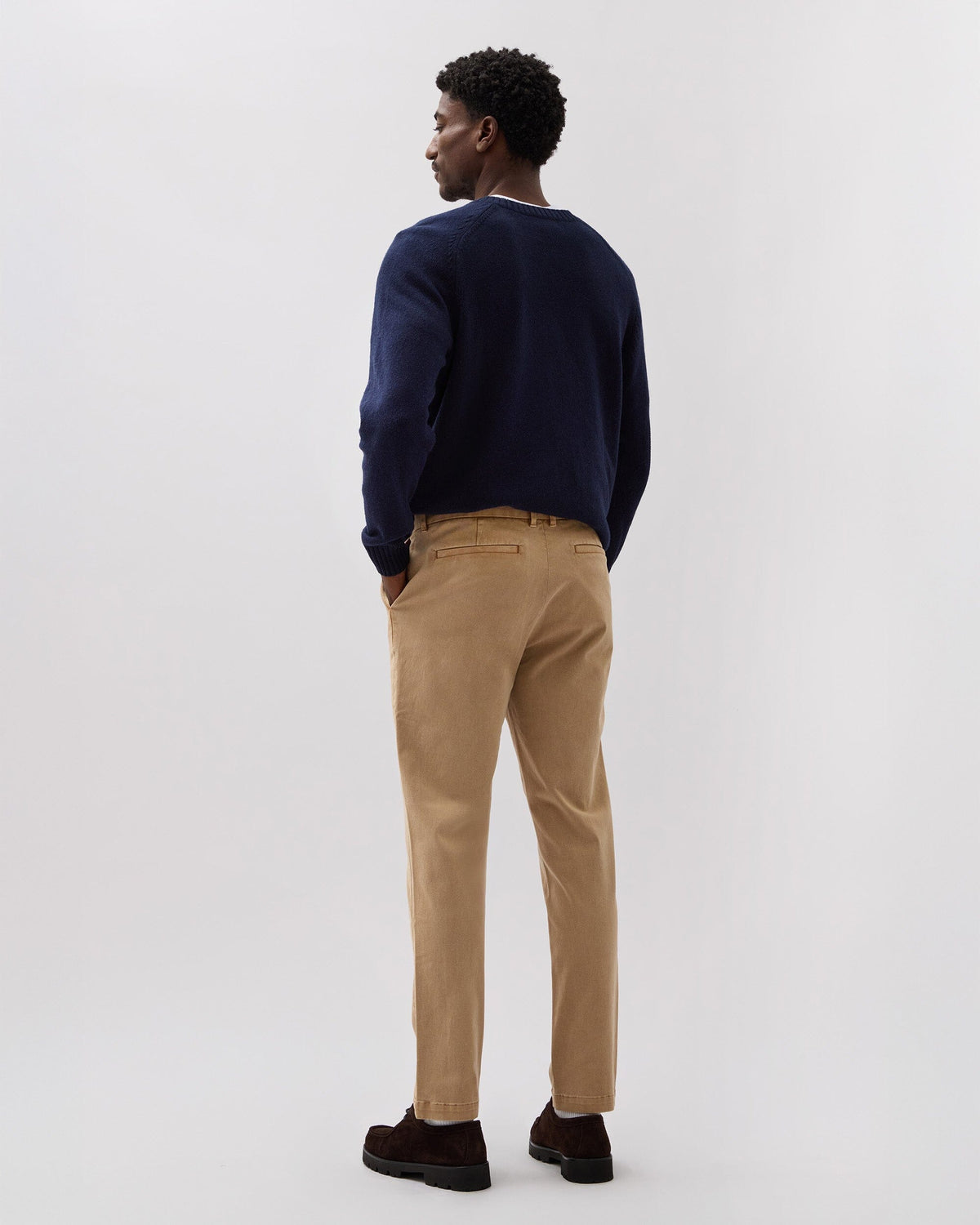 Mens Lightweight Chino - Stretch Cotton Twill - Khaki