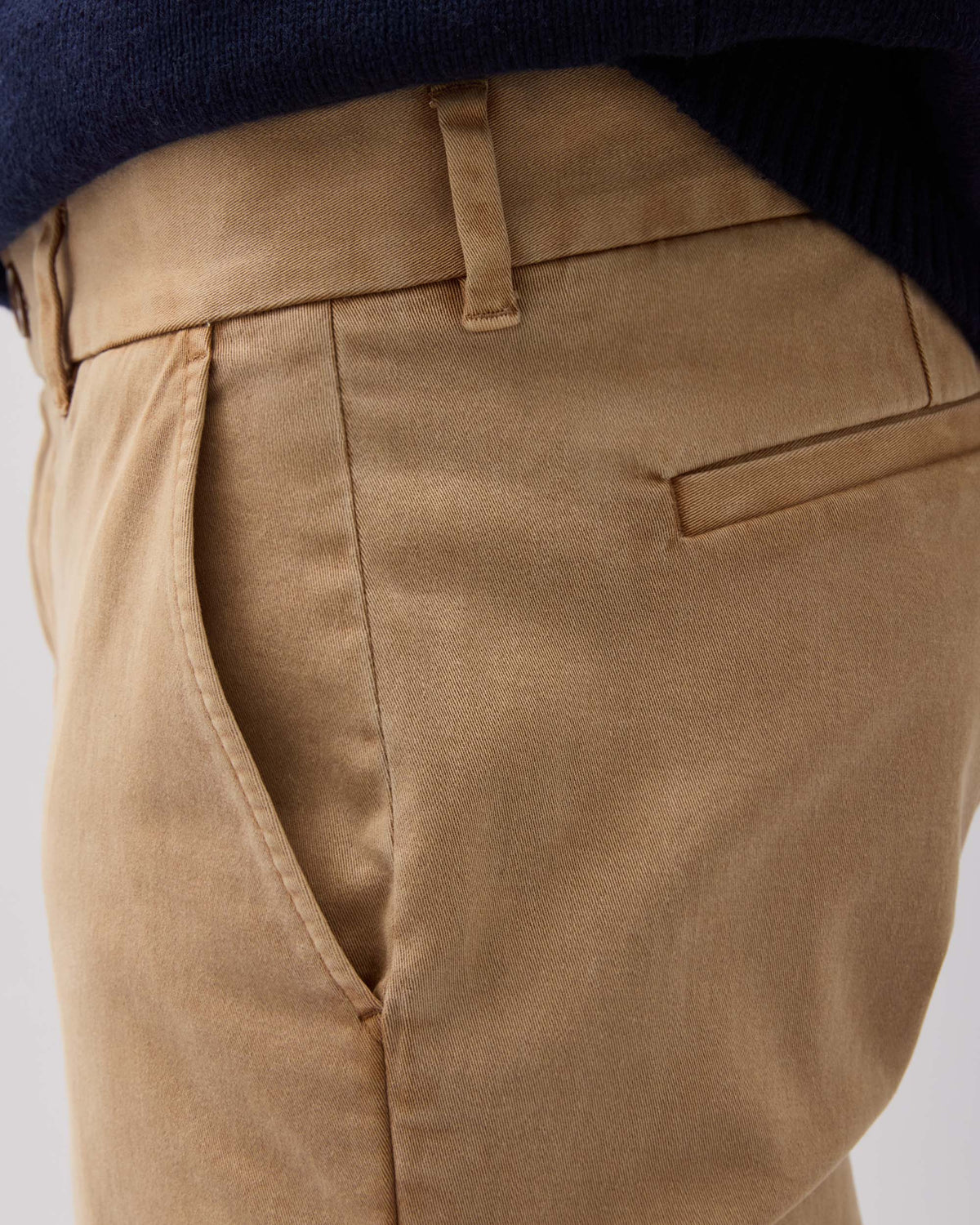 Mens Lightweight Chino - Stretch Cotton Twill - Khaki