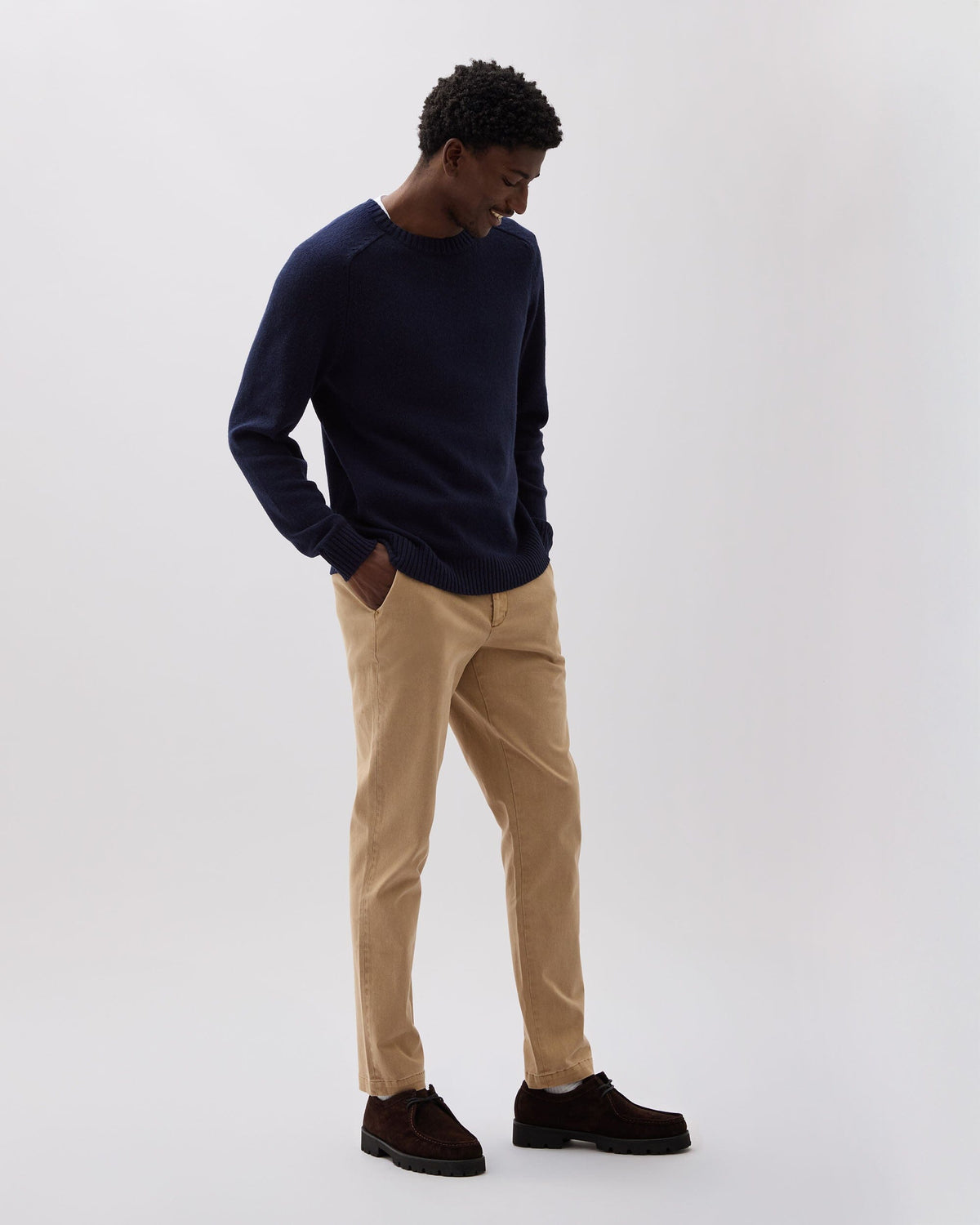 Mens Lightweight Chino - Stretch Cotton Twill - Khaki