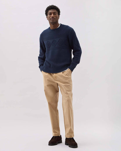 Mens Capeside Sweater - Cotton Sweater Knit - Mineral Blue