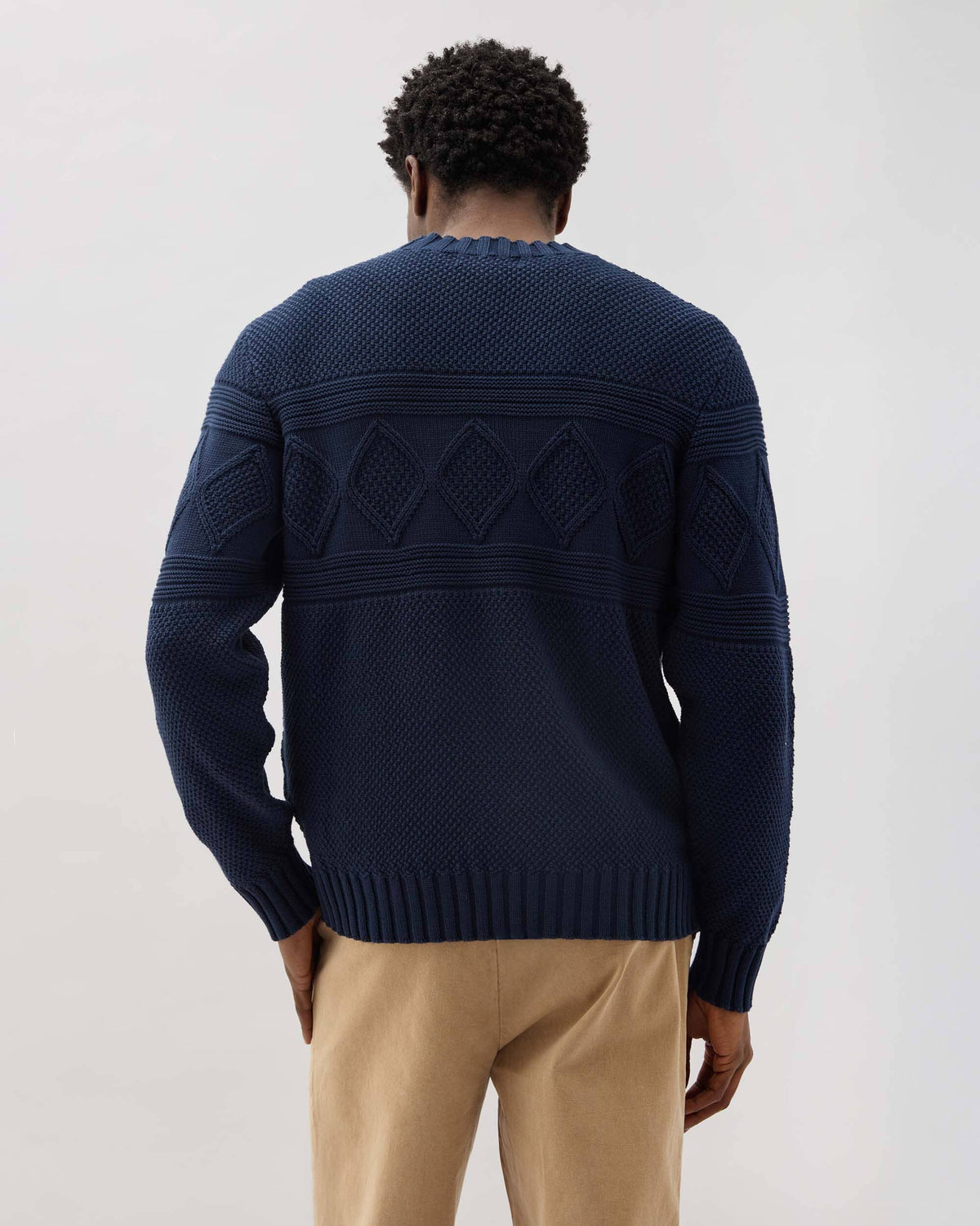 Mens Capeside Sweater - Cotton Sweater Knit - Mineral Blue